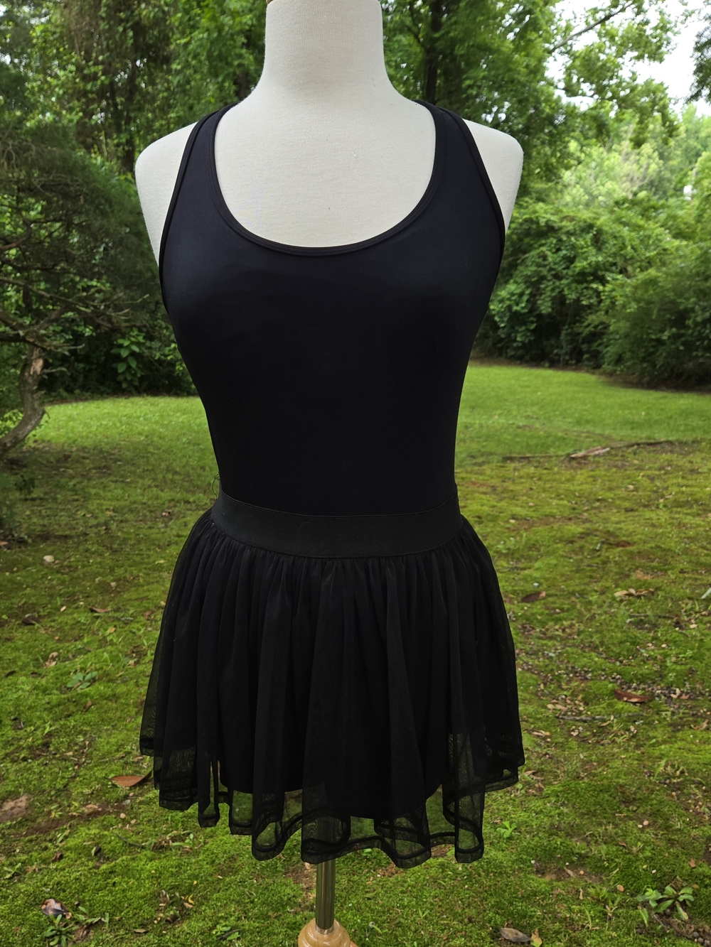 AS Revival Black Balletcore Skater Dress Romper Mesh Athletic Medium